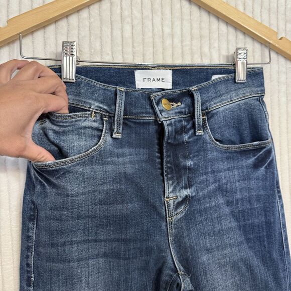 FRAME DENIM Le High Rise Straight Jeans Pants Cobain Blue Size 25x27 - Picture 12 of 12